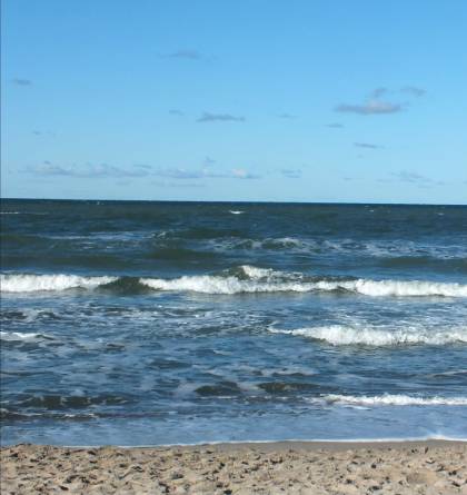 Ausblick auf das Meer mit Sandstrand